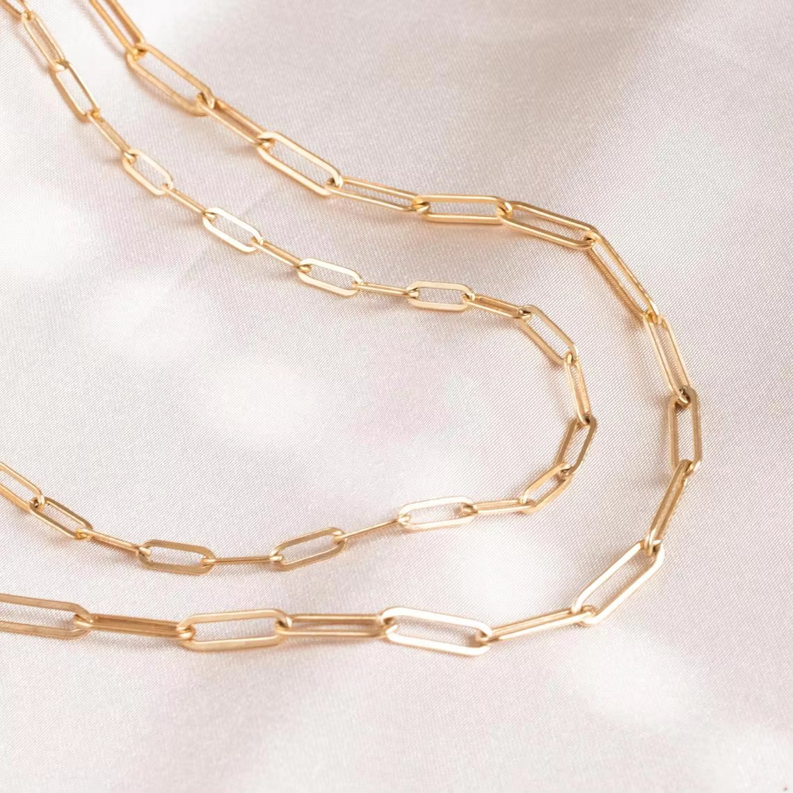 Emanco 2022 Hot Fashion Paperclip Link Chain Women Necklace Stainless Steel Gold Color Chain Necklace for Women Men Jewelry Gift